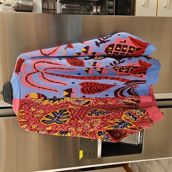 💕FARM RIO💕 Mixed Prints Cardigan  ~ Blue Tropical Magic + Tropical Stripes NWT - Picture 10 of 16